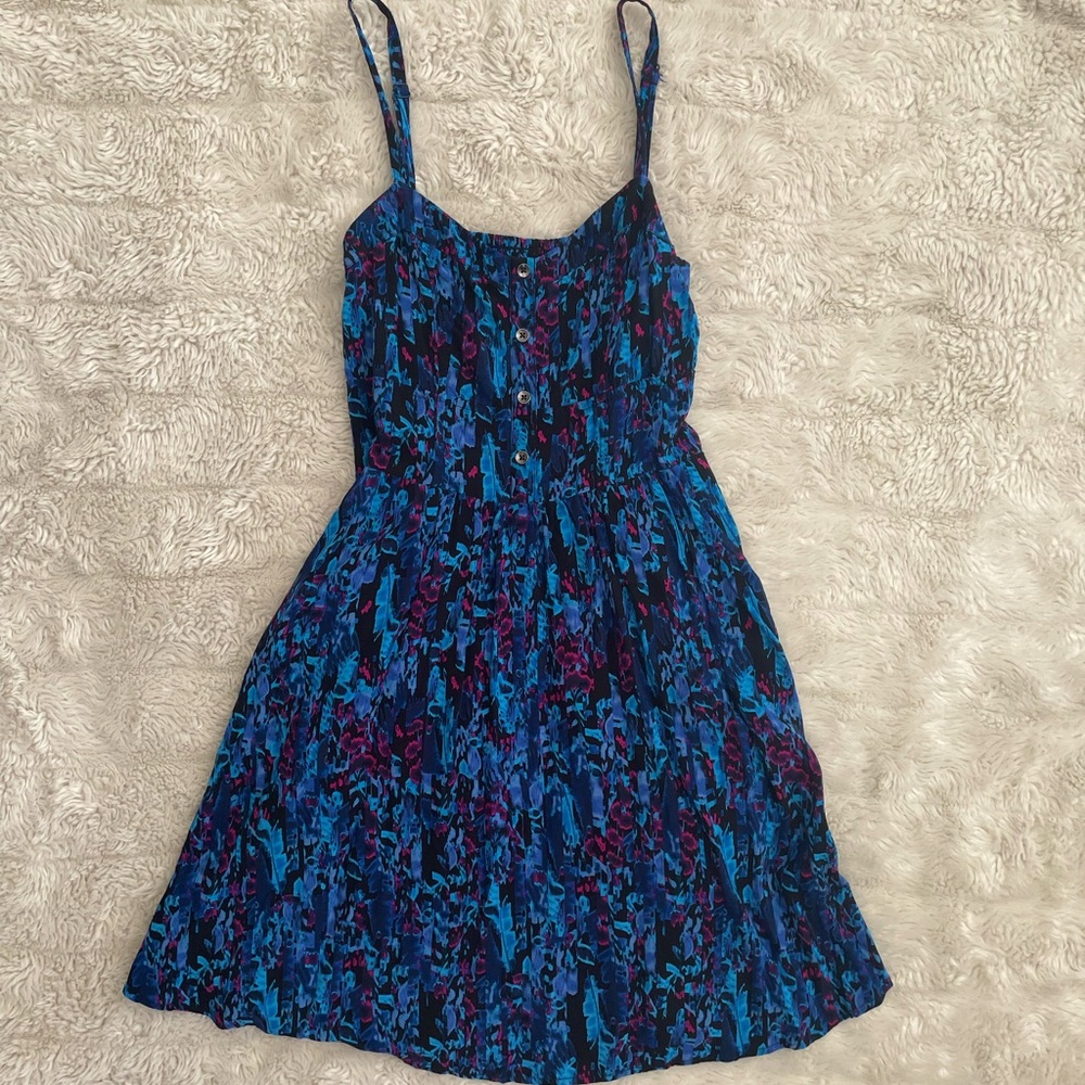 Express dress xs- vibrant blue, black, and pink!